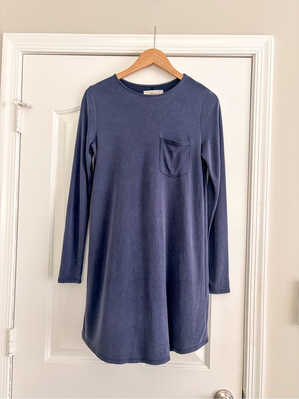Abercrombie & Fitch Blue Long Sleeve Pocket Dress Soft Knit Size S Casual